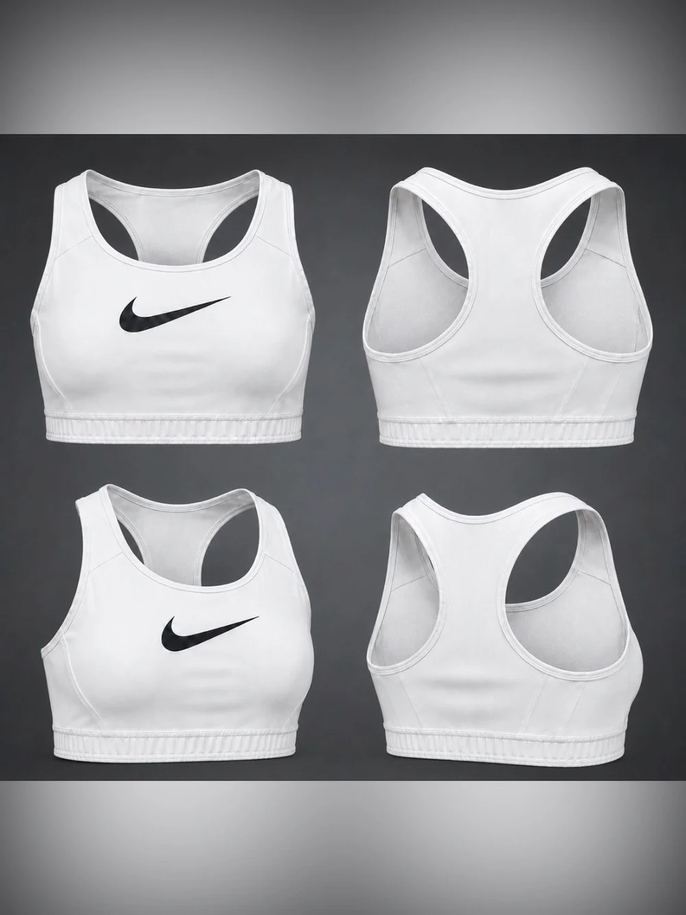 Nike White Racerback Sports Bra with Black Swoosh - size Large - Picture 13 of 13